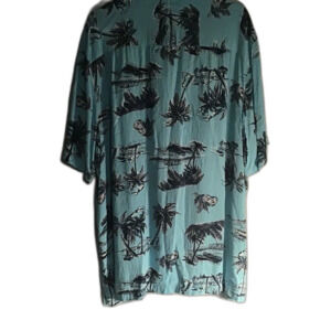 George Men’s Aqua/Navy Hawaiian Shirt - Size 2XL